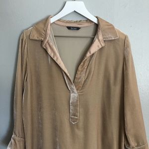 Blue Tassel Anthropologie Velour Top